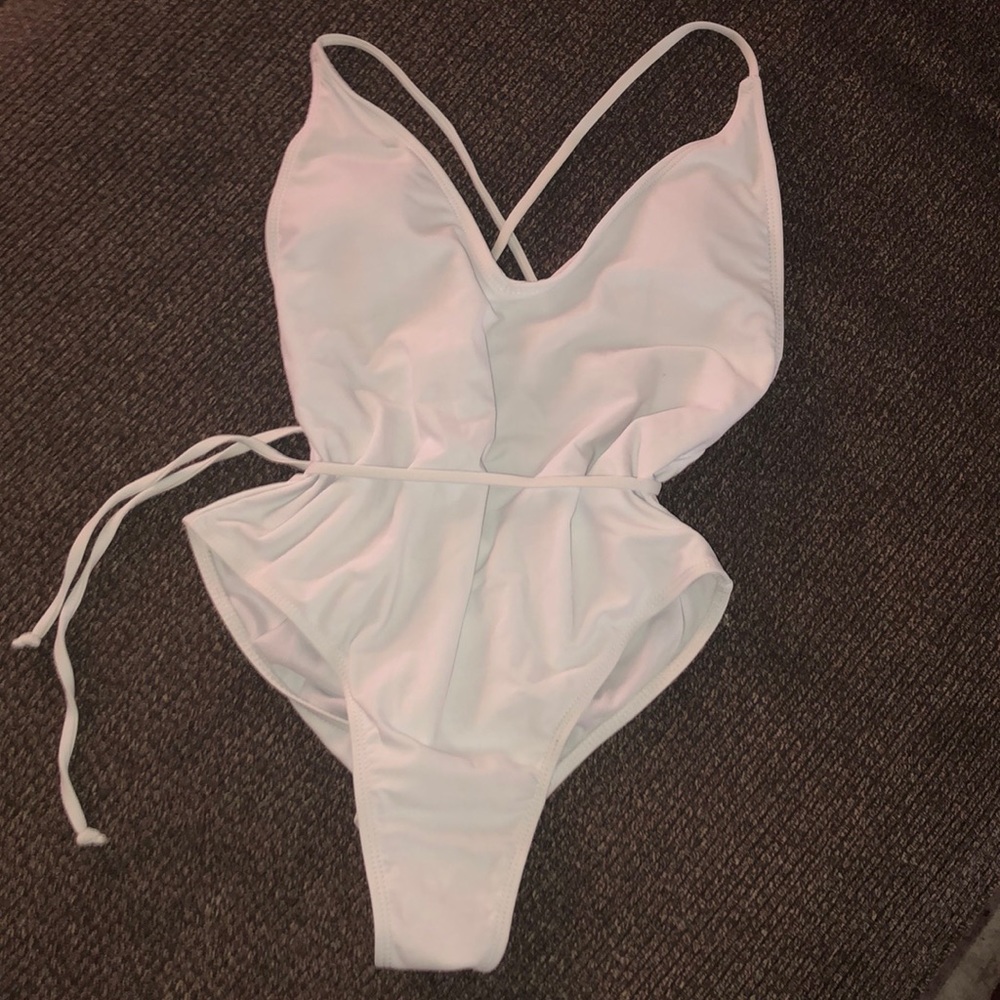 White one piece swim suit